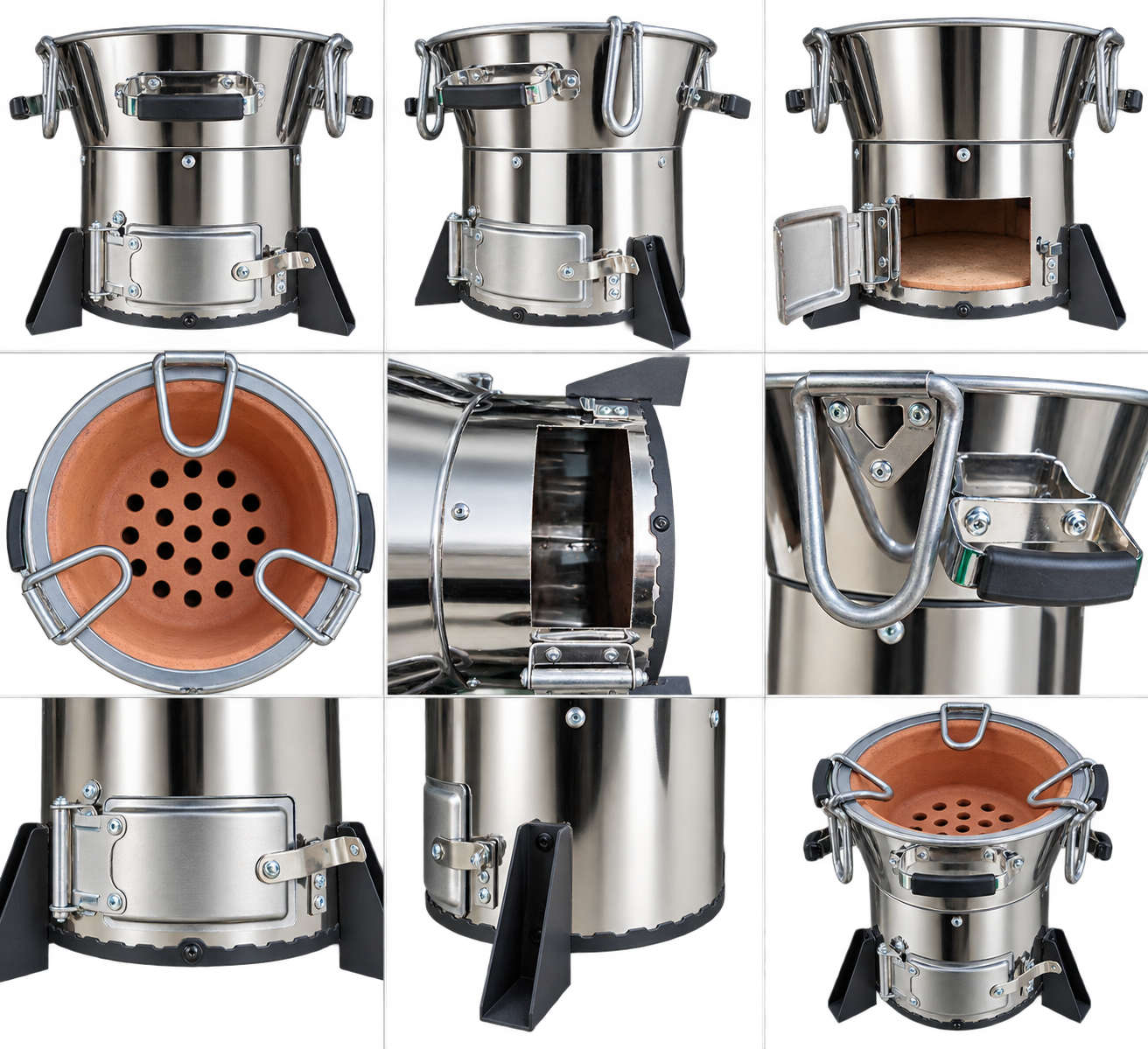 BOJA 2.0 catalogue showing the stove from multiple angles